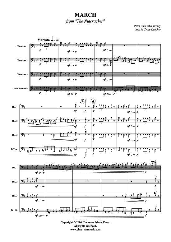 Marsch (Posaunen-Quartett) (Quartett (Posaune)) von Peter Tschaikowski (aus Nussknacker)