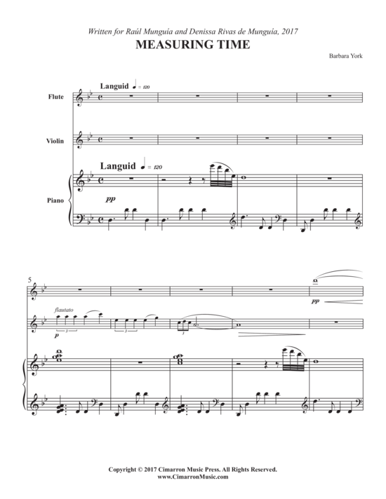 Measuring Time (Fl ouml te Violine + Klavier) (Trio (Klavier  2 St.)) von Barbara York