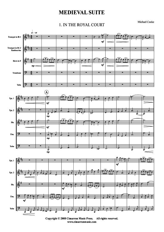 Medieval Suite (Blechbl auml serquintett) (Quintett (Blech Brass)) von Cooke Michael