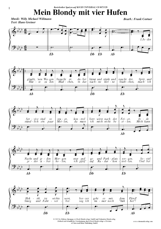 Mein Blondy mit vier Hufen (Klavier Gesang  Gitarre) von Kastelruther Spatzen