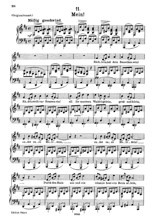 Mein D.795-11 (Die Sch ouml ne M uuml llerin) (Gesang mittel + Klavier) (Klavier  Gesang mittel) von Franz Schubert