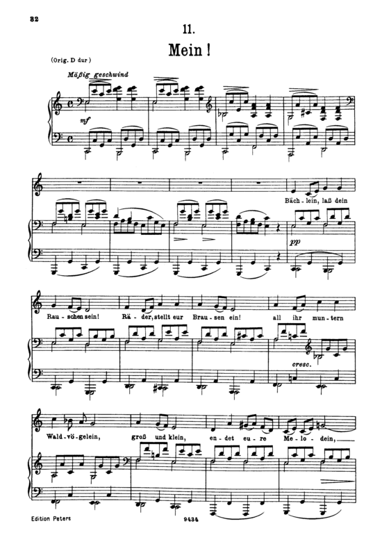 Mein D.795-11 (Die Sch ouml ne M uuml llerin) (Gesang tief + Klavier) (Klavier  Gesang tief) von Franz Schubert
