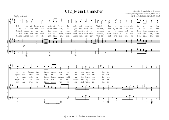 Mein L mmchen (Klavier + Gesang) (Klavier  Gesang) von Schlesische Volksweise