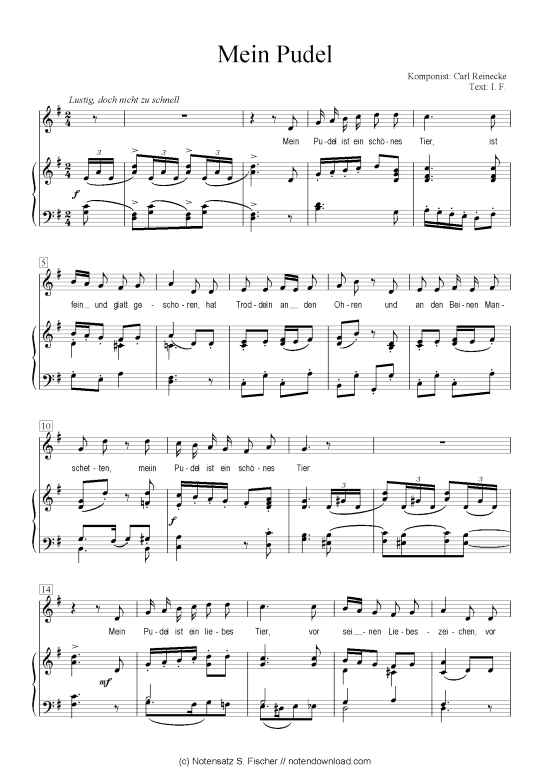 Mein Pudel (Klavier + Gesang) (Klavier  Gesang) von Carl Reinecke  I. F.