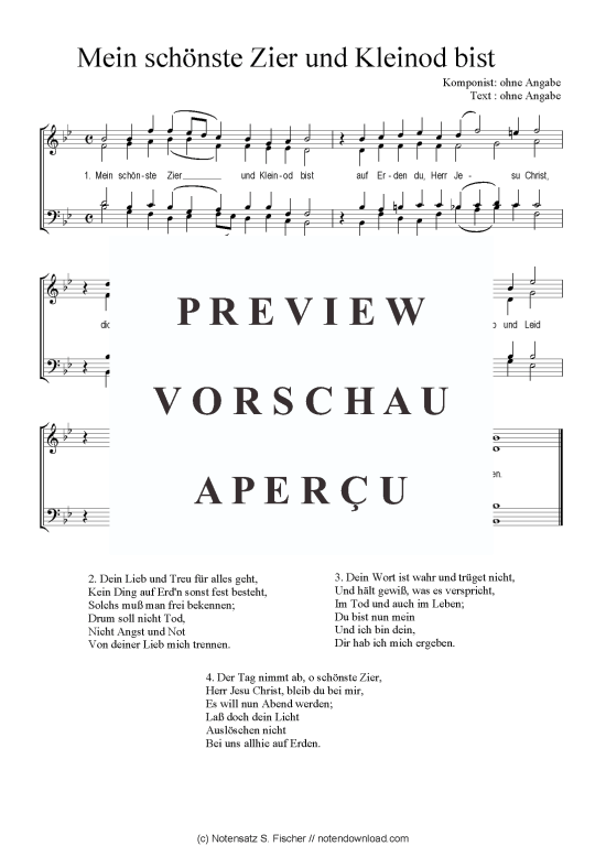 Mein sch nste Zier und Kleinod bist (Gemischter Chor) (Gemischter Chor) von 