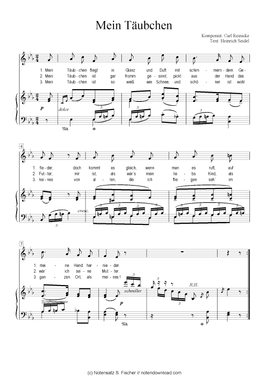 Mein T ubchen (Klavier + Gesang) (Klavier  Gesang) von Carl Reinecke  Heinrich Seidel