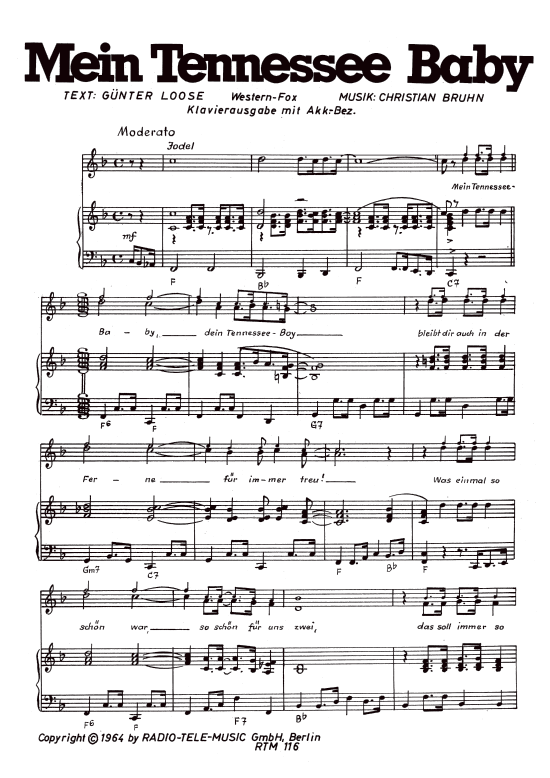 Mein Tennessee Baby (Klavier + Gesang) (Klavier Gesang  Gitarre) von Peter Hinnen