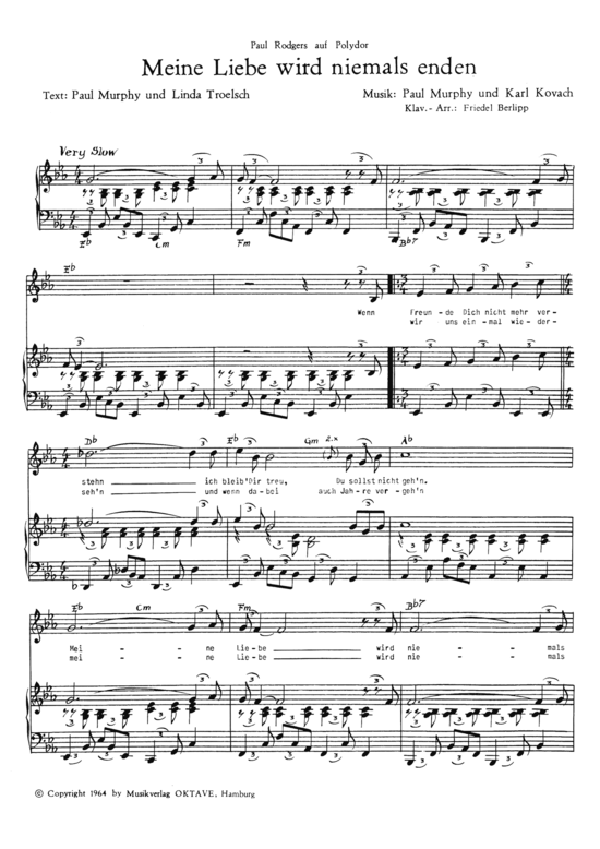 Meine Liebe wird niemals enden (Klavier + Gesang) (Klavier Gesang  Gitarre) von Paul Rodgers