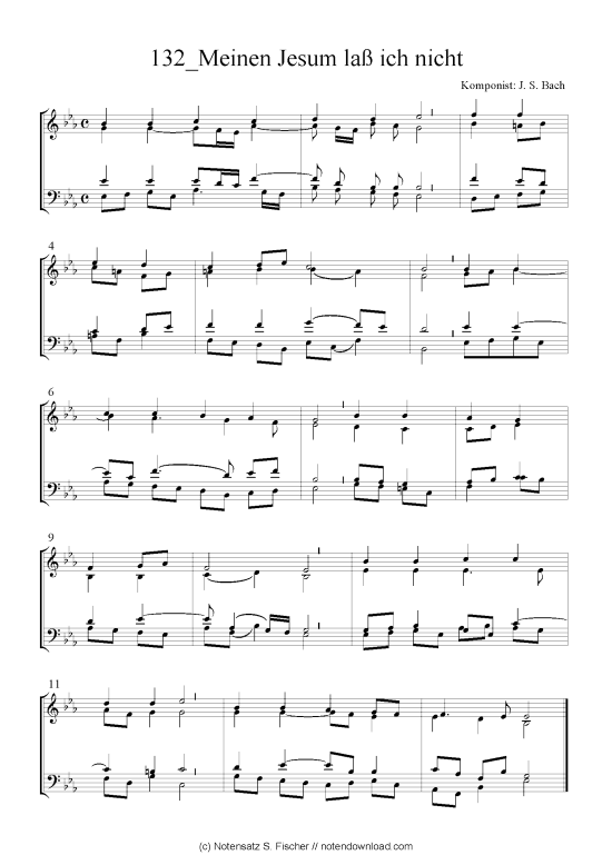 Meinen Jesum la ich nicht (Quartett in C) (Quartett (4 St.)) von J. S. Bach