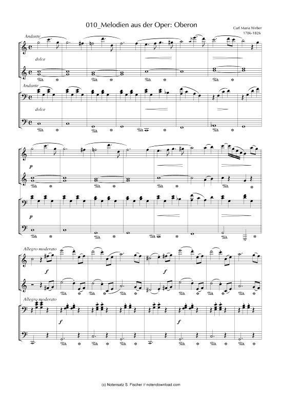 Melodien aus der Oper Oberon (Klavier vierh ndig) (Klavier vierh ndig) von Carl Maria Weber 1786-1826 
