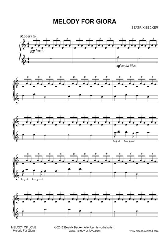 Melody For Giora (Klavier Solo mittelschwer) (Klavier Solo) von Beatrix Becker