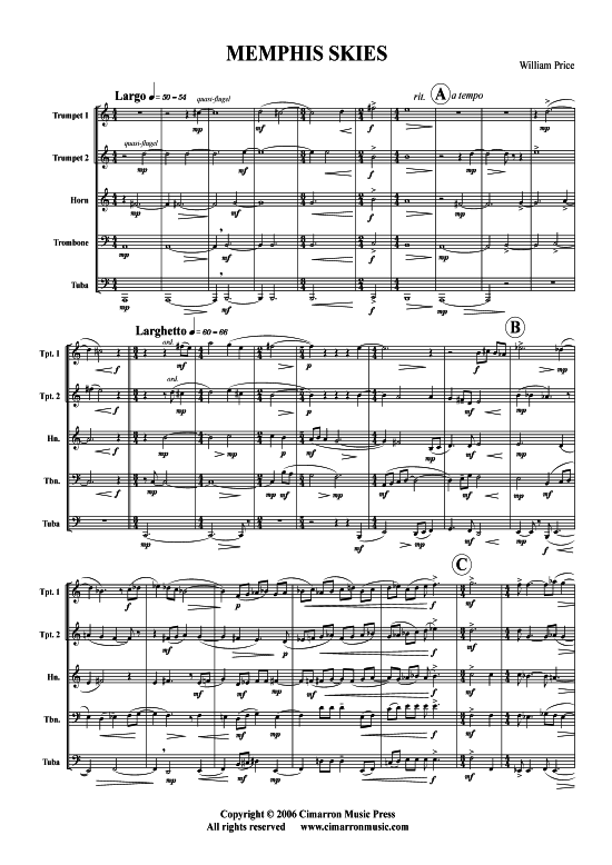 Memphis Skies (Blechbl auml serquintett) (Quintett (Blech Brass)) von William Price