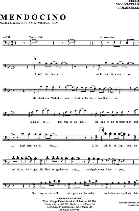 Mendocino (Violoncello) (Violoncello) von Michael Holm