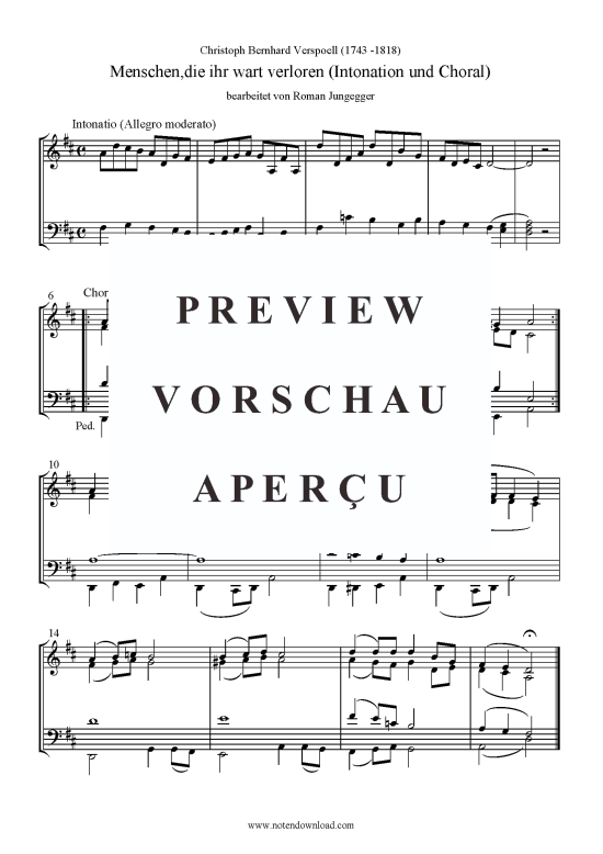 Menschen die ihr wart verloren (Orgel) (Orgel Solo) von Christoph Bernhard Verspoell (1743 -1818)
