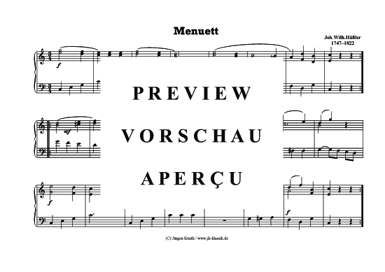 Menuett (Orgel Klavier Solo) (Klavier Solo) von Joh.-Wilh.H ler (1747 1822)