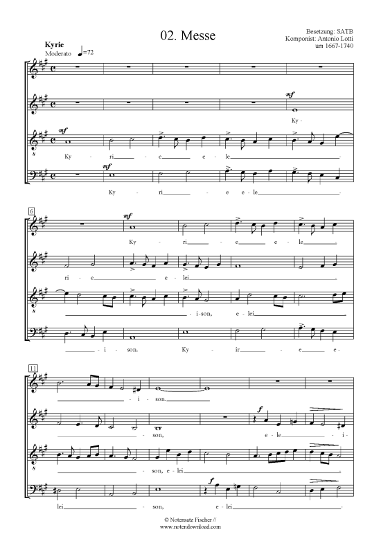 Messe (Gemischter Chor SATB) (Gemischter Chor) von Antonio Lotti um 1667-1740