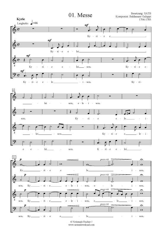 Messe (Gemischter Chor SATB) (Gemischter Chor) von Baldassare Galuppi 1706-1785
