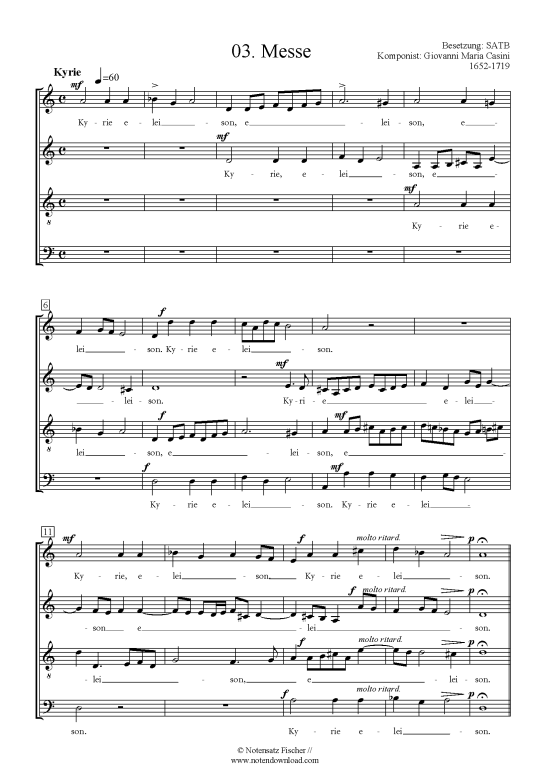 Messe (Gemischter Chor SATB) (Gemischter Chor) von Giovanni Maria Casini 1652-1719