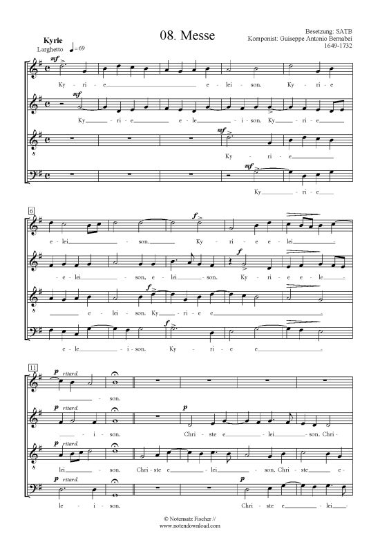 Messe (Gemischter Chor SATB) (Gemischter Chor) von Guiseppe Antonio Bernabei 1649-1732