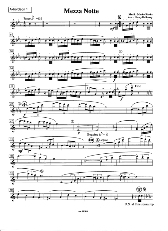 Mezza Notte (Akkordeonorchester Stimmen) (Akkordeonorchester) von Marko Slavko