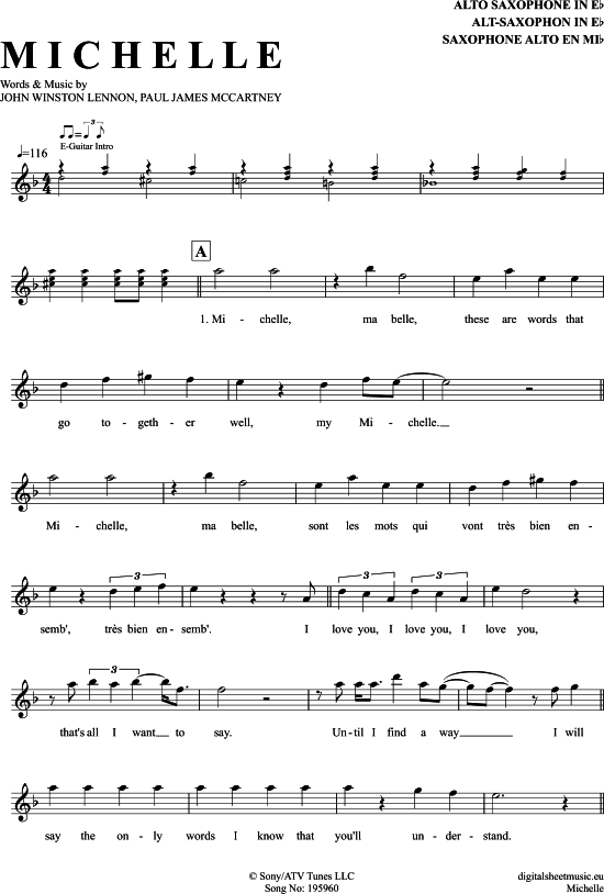 Michelle (Alt-Sax) (Alt Saxophon) von The Beatles