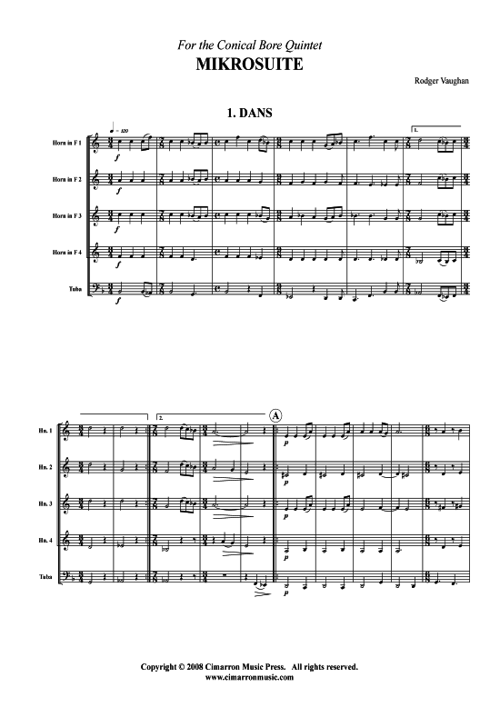 Mikrosuite (5 S auml tze) (Brass Ensemble) (Ensemble (Blechbl ser)) von Rodger Vaughan