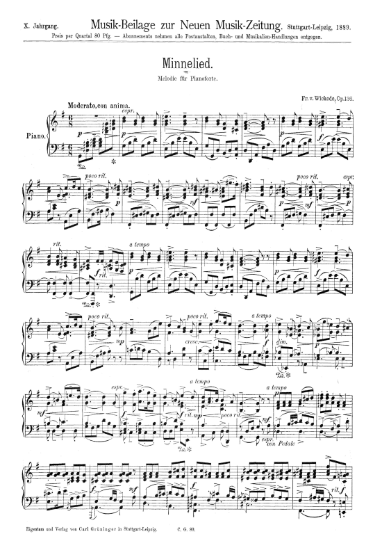 Minnelied (Klavier Solo) (Klavier Solo) von Friedrich von Wickede