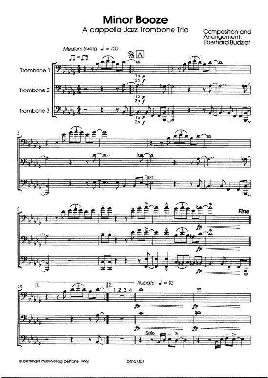 Minor Booze (3x Posaunen) (Trio (Posaune)) von Eberhard Budziat