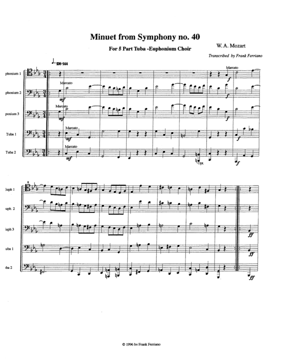 Minuet (Tuba Quintett EEETT) (Quintett (Tuba)) von Wolfgang Amadeus Mozart