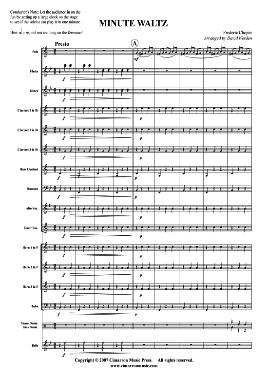 Minuten Walzer (Trompete Solo + Concert Band) (Concert Band  Solo Instrument) von Frederic Chopin (arr. D. Werden)