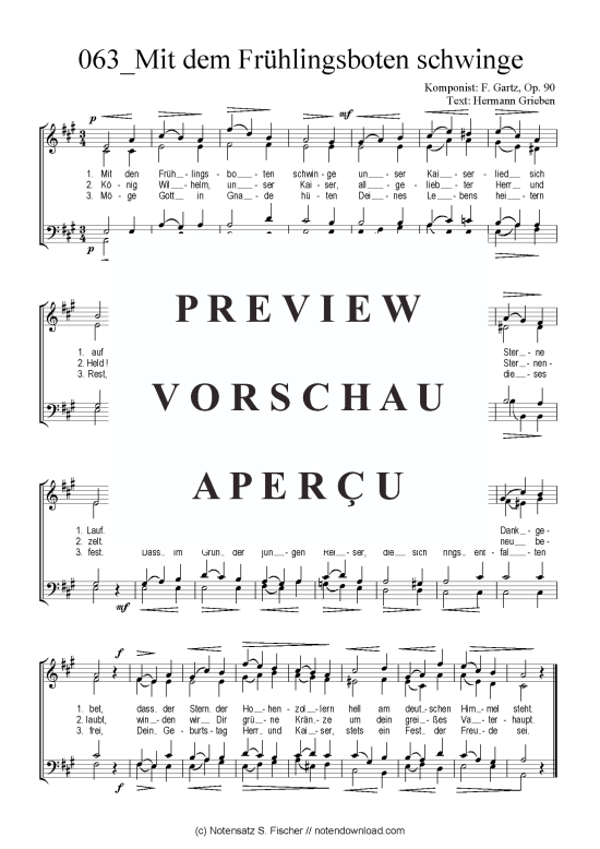 Mit dem Fr hlingsboten schwinge (Gemischter Chor) (Gemischter Chor) von F. Gartz Op. 90  Hermann Grieben