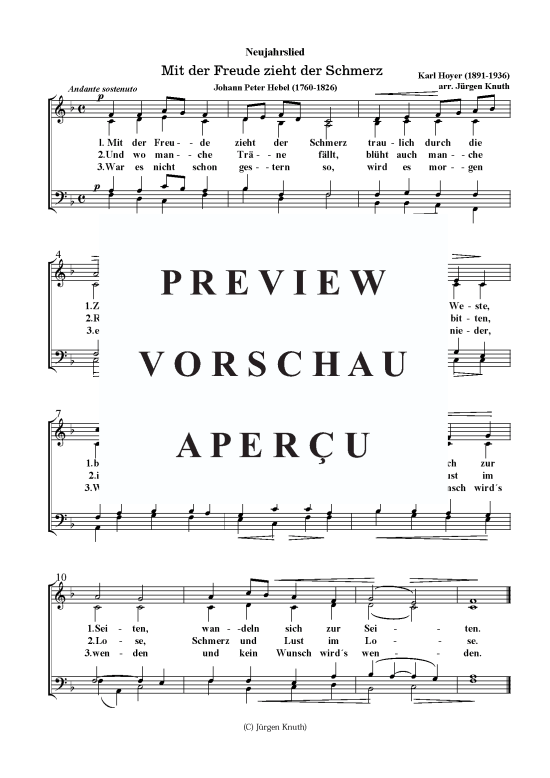 Mit der Freude zieht der Schmerz (Gemischter Chor) (Gemischter Chor) von Karl Hoyer (1891-1936) arr. J rgen Knuth