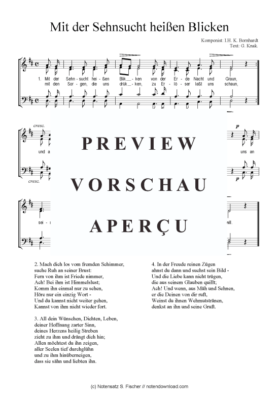 Mit der Sehnsucht hei en Blicken (Gemischter Chor) (Gemischter Chor) von I.H. K. Bornhardt  G. Knak. 