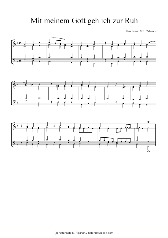 Mit meinem Gott geh ich zur Ruh (Quartett in C) (Quartett (4 St.)) von Seth Calvisius