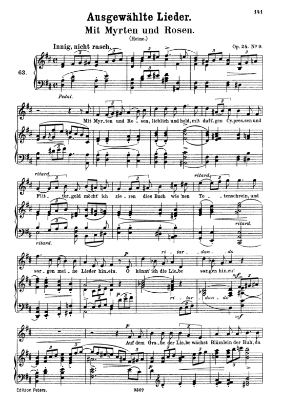 Mit Myrten und Rosen Op.24 No.9 (Gesang hoch + Klavier) (Klavier  Gesang hoch) von Robert Schumann