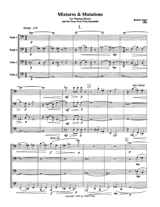 Mixtures and Mutations (Tuba Quartett EETT) (Quartett (Tuba)) von Robert Jager