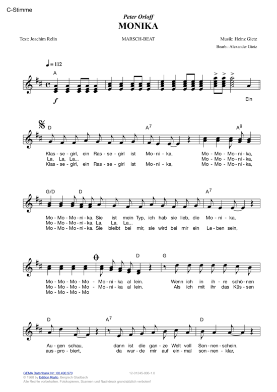 Monika (Melodie-Stimmen in C B Es) (Stimmen in C B Es) von Peter Orloff