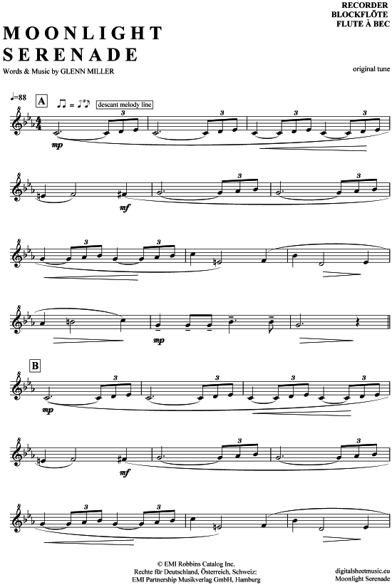 Moonlight Serenade (Blockfl te) (Blockfl te) von Glenn Miller and his Orchestra