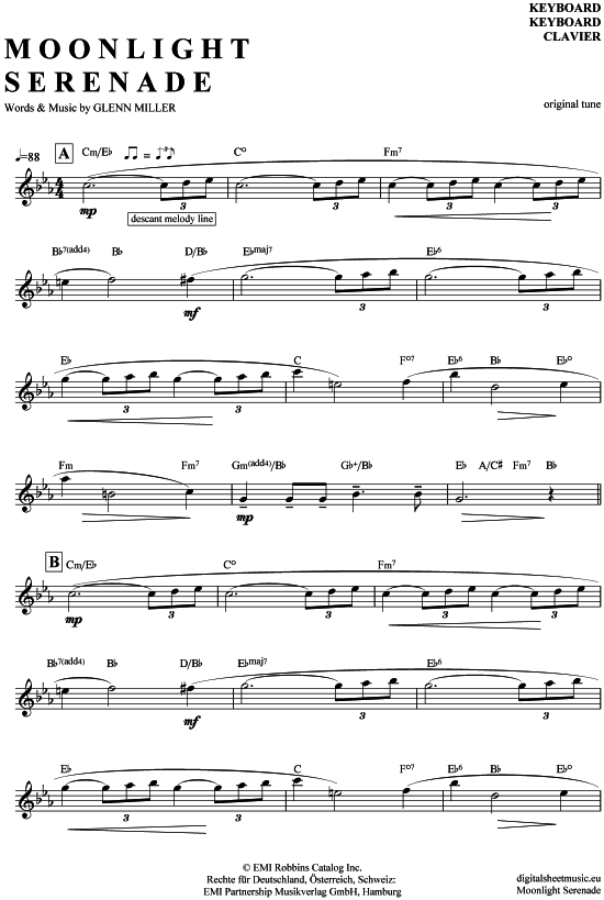Moonlight Serenade (Keyboard) (Keyboard) von Glenn Miller and his Orchestra