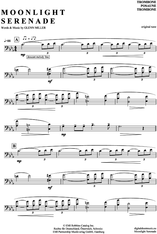 Moonlight Serenade (Posaune  Bariton) (Posaune) von Glenn Miller and his Orchestra
