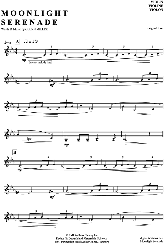 Moonlight Serenade (Violine) (Violine) von Glenn Miller and his Orchestra