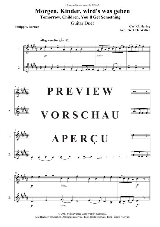 Morgen Kinder wird s was geben (Gitarren Duett) (Duett (Gitarre)) von Carl G. Hering