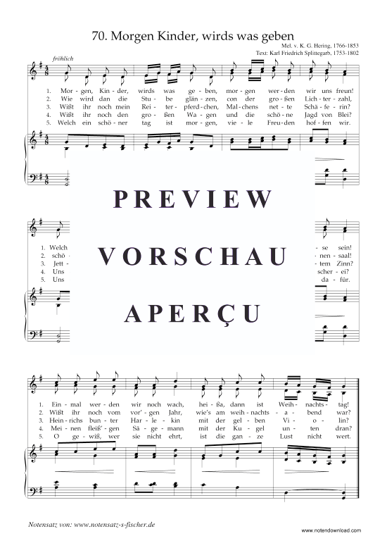 Morgen Kinder wirds was geben (Klavier + Gesang) (Klavier  Gesang) von K. G. Hering 1766-1853