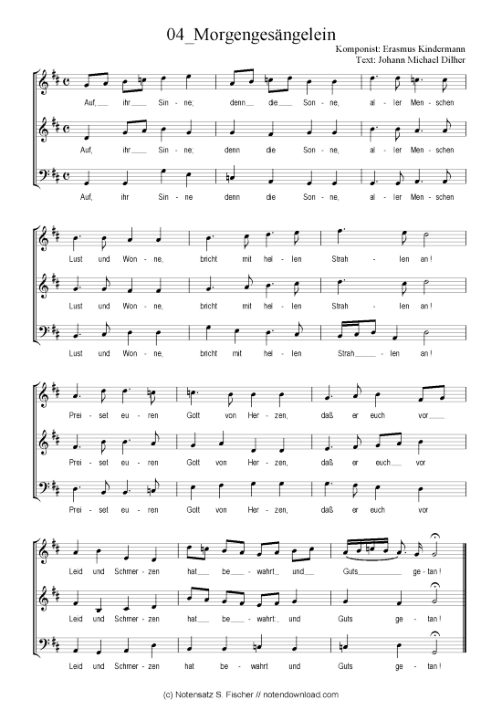 Morgenges ngelein (Gemischter Chor) (Gemischter Chor) von Erasmus Kindermann  Johann Michael Dilher