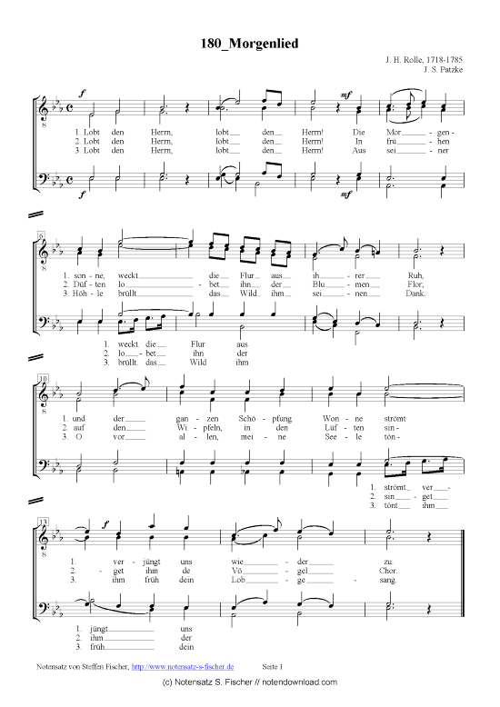 Morgenlied (M nnerchor) (M nnerchor) von J. H. Rolle 1718-1785 J. S. Patzke 
