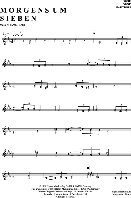 Morgens um sieben (Oboe) (Oboe Fagott) von James Last