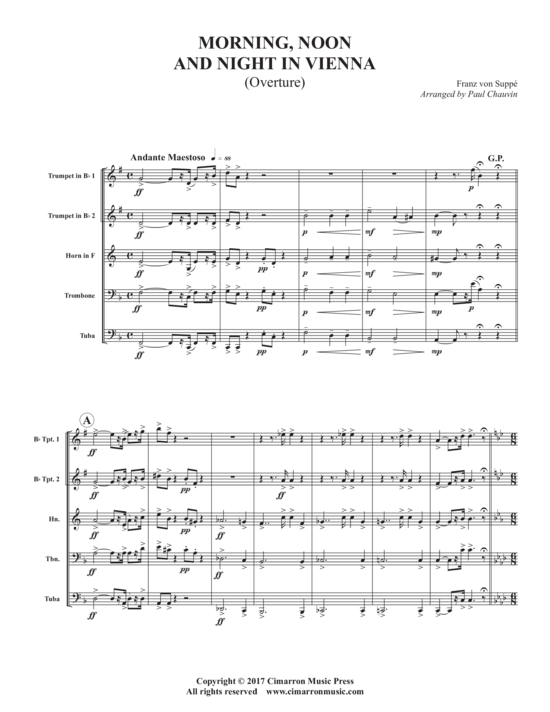 Morning Noon and Nightin Vienna (Overture) (Blechbl auml serquintett) (Quintett (Blech Brass)) von Franz Von Supp eacute 