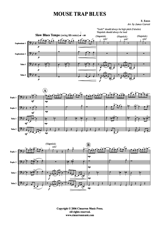 Mousetrap Blues (Tuba Quartett 2x Bariton 2xTuba) (Quartett (Tuba)) von R. Raton