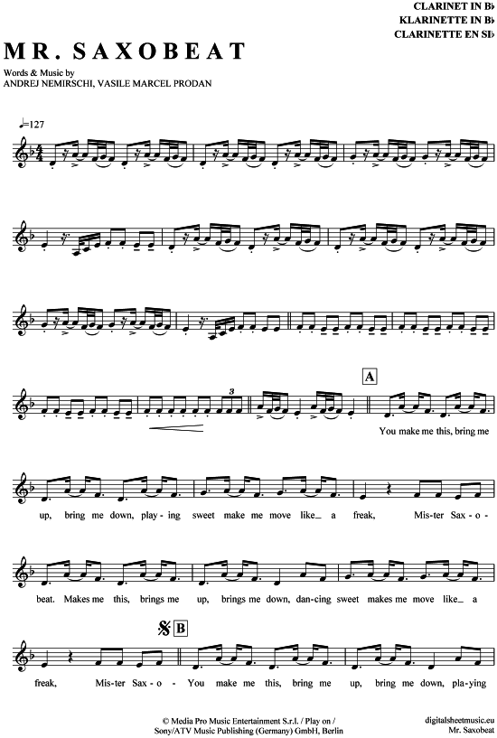 Mr. Saxobeat (Klarinette in B) (Klarinette) von Alexandra Stan