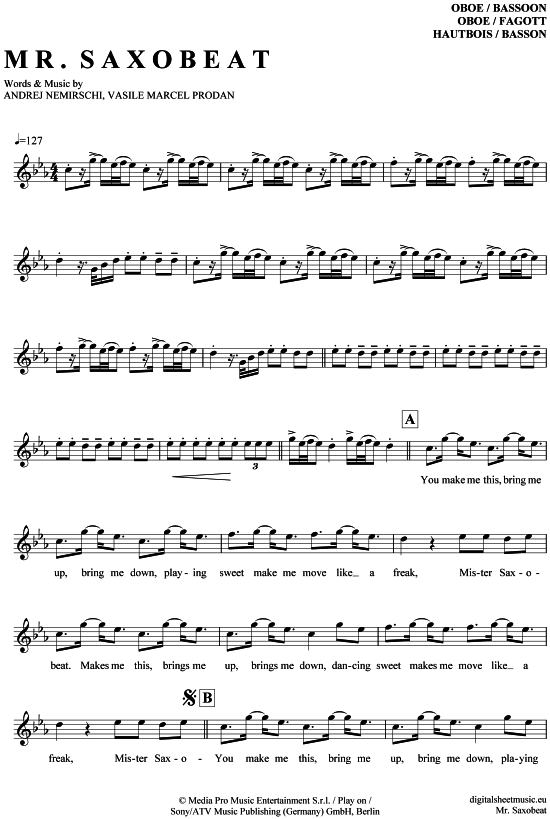 Mr. Saxobeat (Oboe  Fagott) (Oboe Fagott) von Alexandra Stan